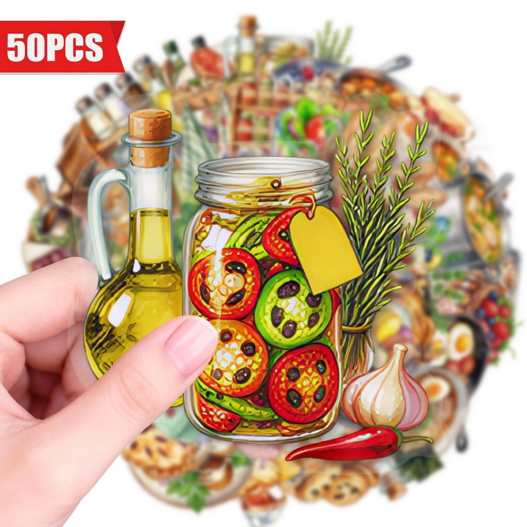 Baking (Kitchen Ingredient) - 50 шт. прозрачных ПЭТ-наклеек для кухни,
