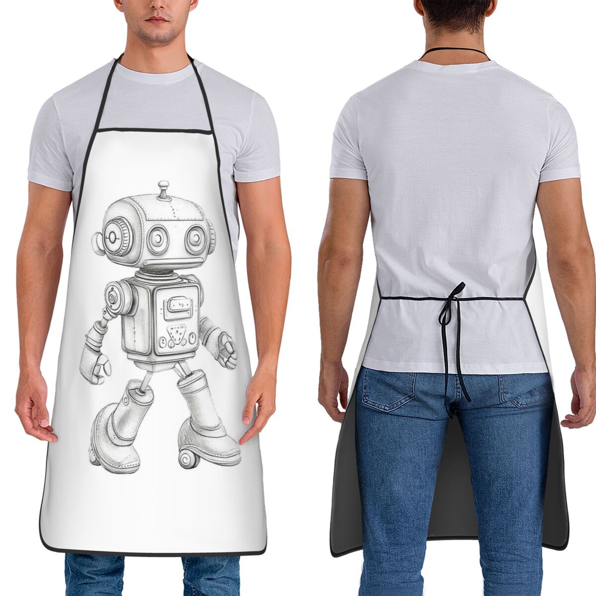 Kitchen Robot Baking - Ретро-фартук с рисунком робота и механическим