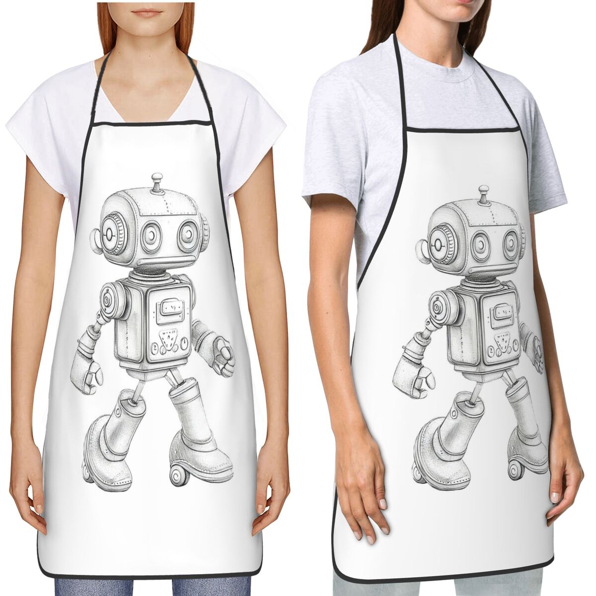 Ретро-фартук с рисунком робота – обзор и цена Kitchen Robot Baking